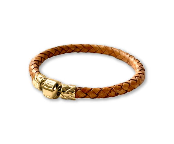 キャメルレザーブレスレット／ゴールド