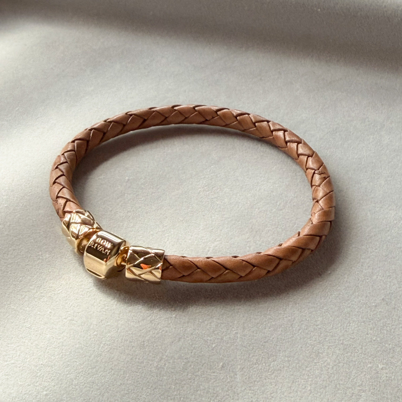 キャメルレザーブレスレット／ゴールド