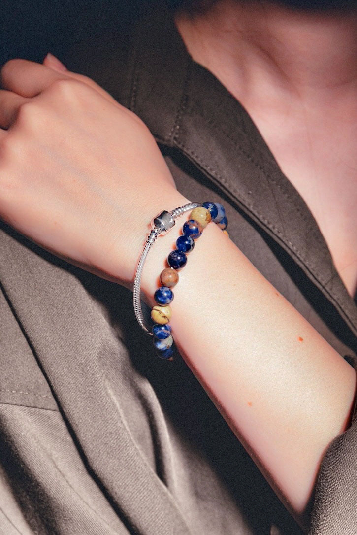 オレンジソーダライト＆ピクチャージャスパーブレスレット