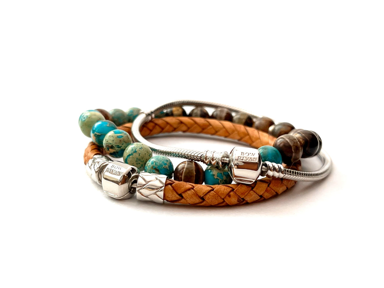 インプレッションストーン＆一線天珠ブレスレット